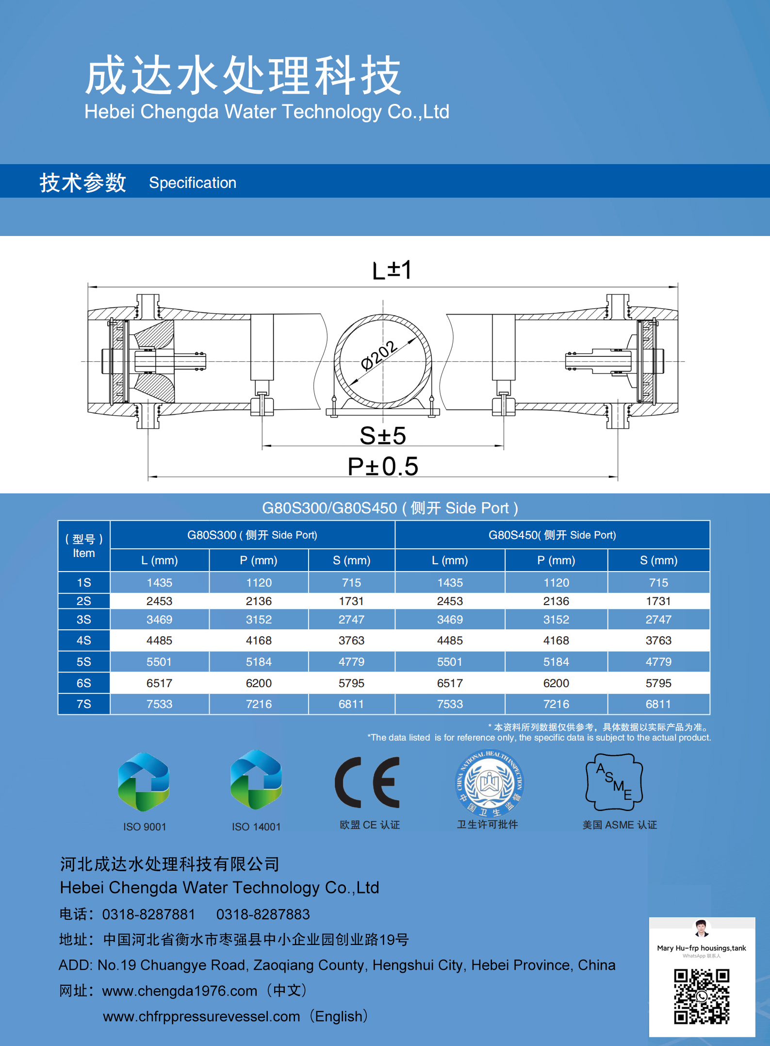 G80S450 FRP MEMBRANE HOUSINGS